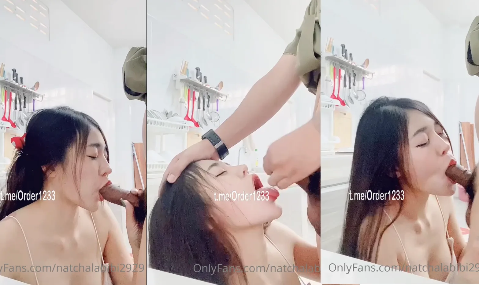 คลิปหลุด  Onlyfan Bibi natchalabibi2929 น้องณัฐชา สาวสวยนมใหญ่หุ่นน่าเย็ด จับผัวโม๊คควยในห้องครัว เปลี่ยนบรรยากาศ เสียวจนแตกคาปาก แล้วเข้าไปเย็ดหีกันต่องในห้องอย่างเด็ด